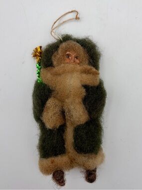 Antique Belsnickel Santa Claus Primitive Christmas Tree Ornament Green